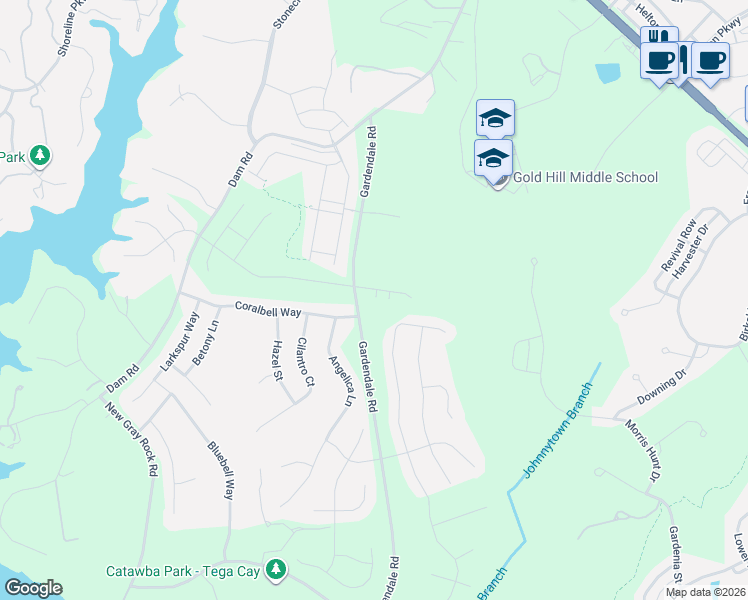 map of restaurants, bars, coffee shops, grocery stores, and more near 1670 Gardendale Road in Fort Mill