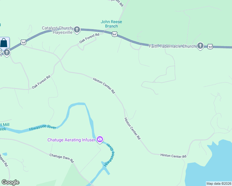map of restaurants, bars, coffee shops, grocery stores, and more near 880 Hinton Center Road in Hayesville