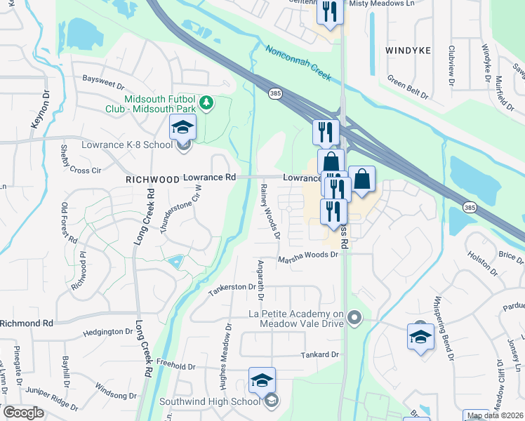 map of restaurants, bars, coffee shops, grocery stores, and more near 7882 Nelson Wood Cove in Memphis