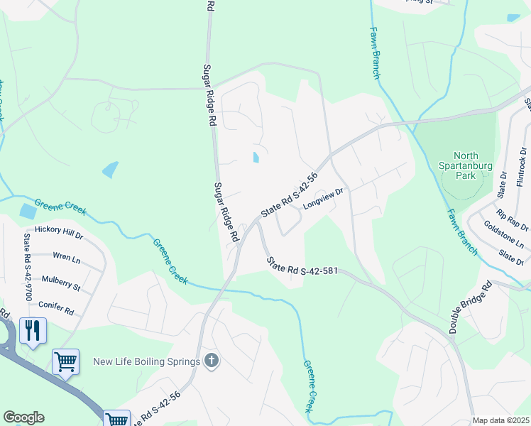 map of restaurants, bars, coffee shops, grocery stores, and more near 741 Old Furnace Road in Boiling Springs