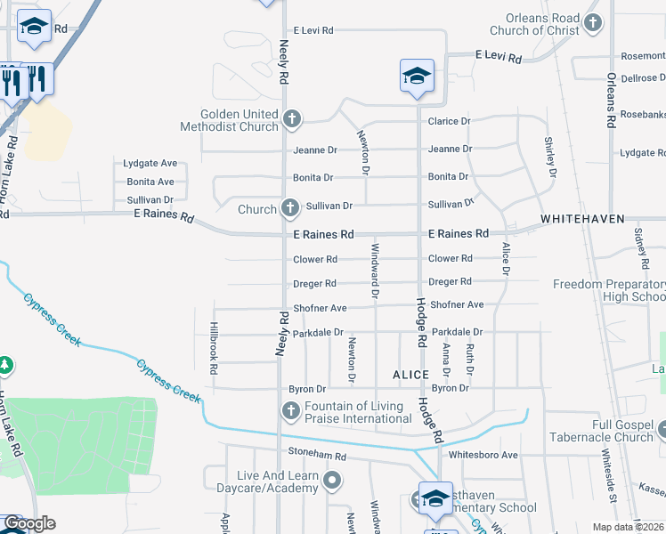 map of restaurants, bars, coffee shops, grocery stores, and more near 304 Clower Road in Memphis