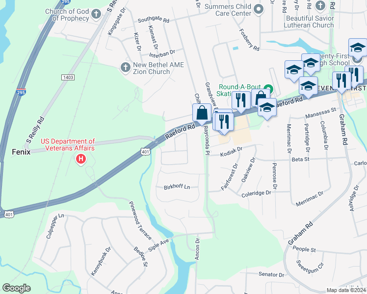 map of restaurants, bars, coffee shops, grocery stores, and more near 1930 Harcourt Circle in Fayetteville