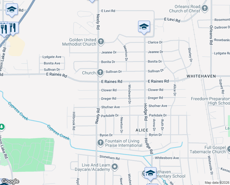 map of restaurants, bars, coffee shops, grocery stores, and more near 304 Clower Road in Memphis