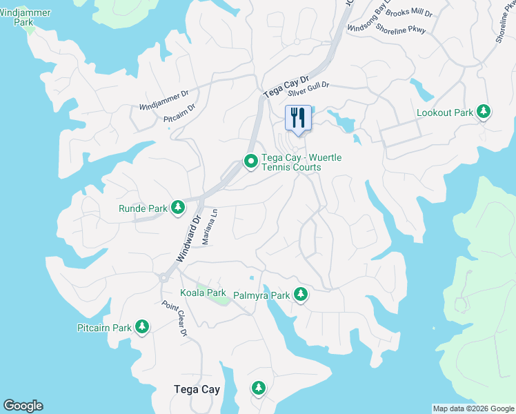 map of restaurants, bars, coffee shops, grocery stores, and more near 5013 Tara Tea Drive in Tega Cay