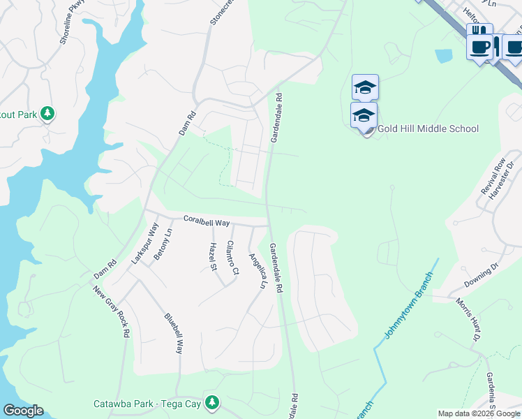 map of restaurants, bars, coffee shops, grocery stores, and more near 1529 Liberty Row Drive in Tega Cay
