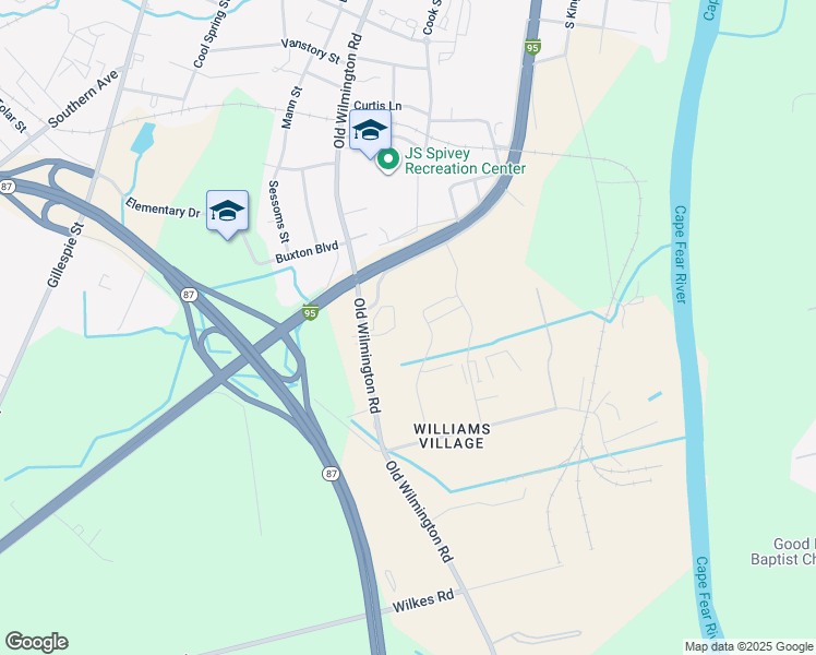 map of restaurants, bars, coffee shops, grocery stores, and more near 955 Old Wilmington Road in Fayetteville