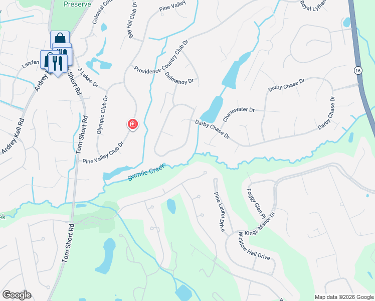 map of restaurants, bars, coffee shops, grocery stores, and more near 11669 James Richard Drive in Charlotte
