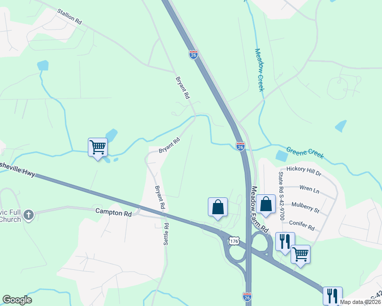 map of restaurants, bars, coffee shops, grocery stores, and more near 12162 Lansbury Drive in Boiling Springs