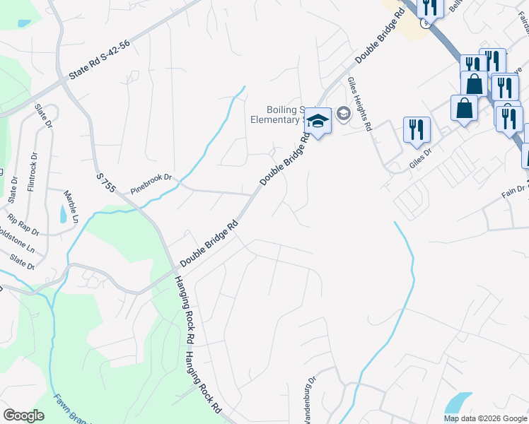 map of restaurants, bars, coffee shops, grocery stores, and more near 130 Monreve Drive in Boiling Springs