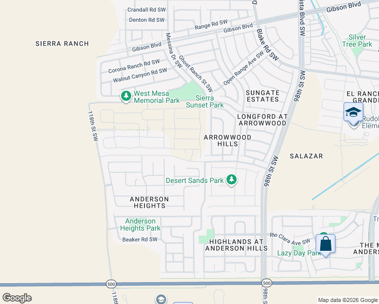 map of restaurants, bars, coffee shops, grocery stores, and more near 10605 Shard Road in Albuquerque