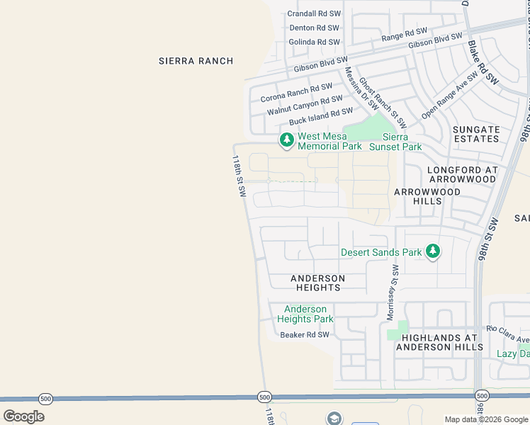 map of restaurants, bars, coffee shops, grocery stores, and more near 118th Street Southwest in Albuquerque