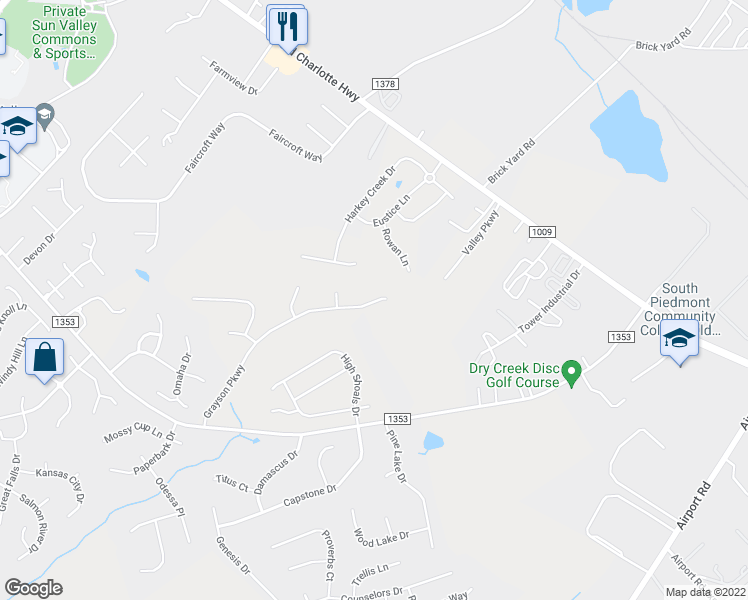 map of restaurants, bars, coffee shops, grocery stores, and more near 2611 Grayson Parkway in Monroe