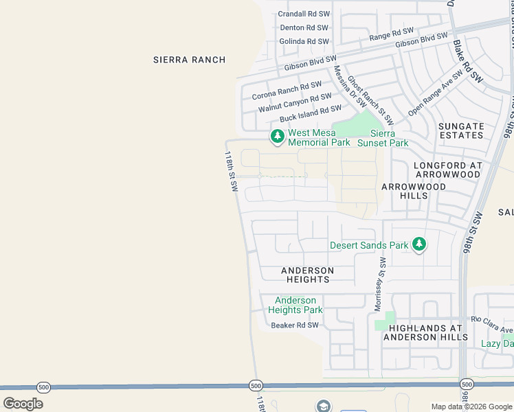map of restaurants, bars, coffee shops, grocery stores, and more near 118th Street Southwest in Albuquerque