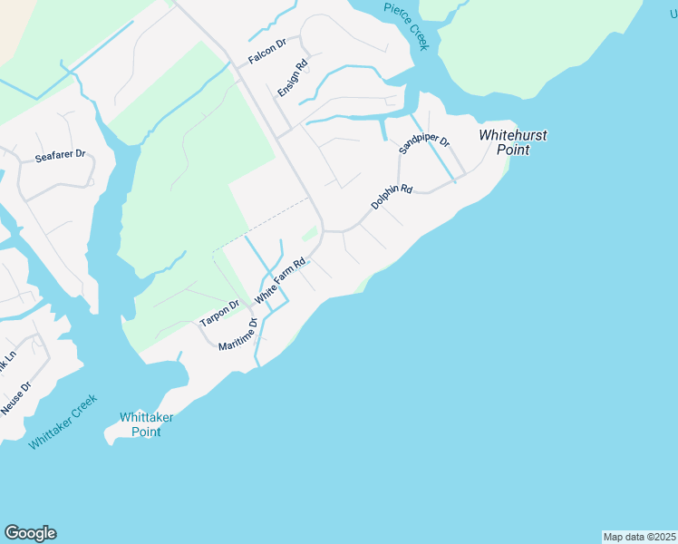 map of restaurants, bars, coffee shops, grocery stores, and more near 5007 Topsail Drive in Oriental