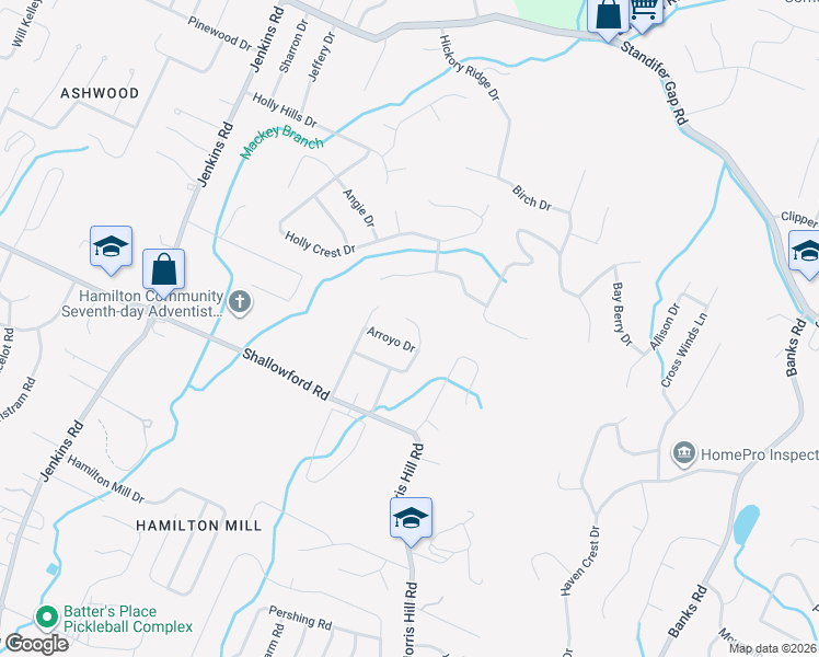 map of restaurants, bars, coffee shops, grocery stores, and more near 2415 Corral Trail in Chattanooga