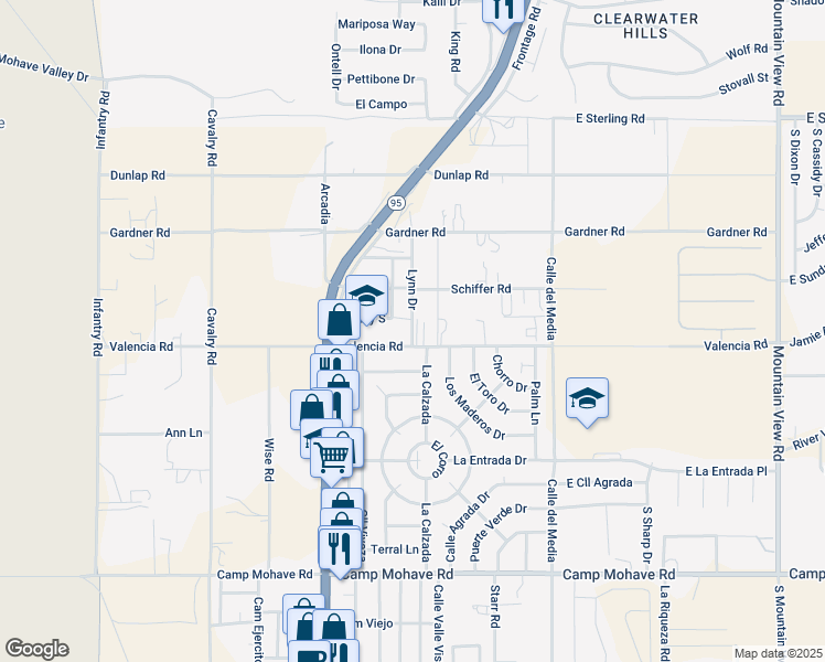 map of restaurants, bars, coffee shops, grocery stores, and more near 4160 Lynn Dr in Fort Mohave