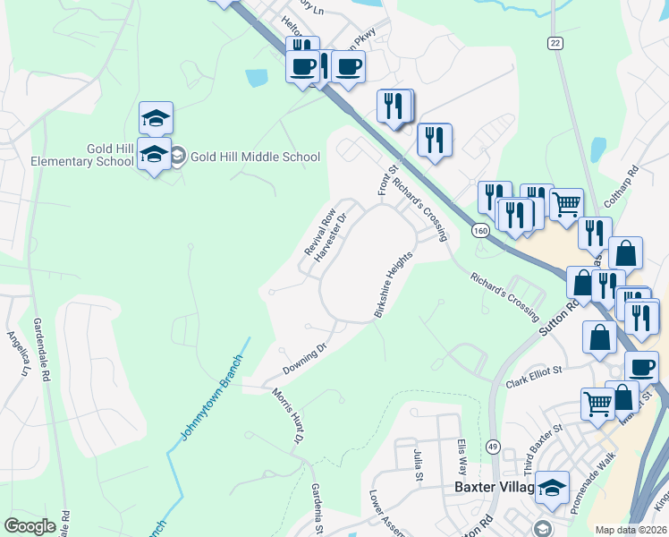 map of restaurants, bars, coffee shops, grocery stores, and more near 4270 Birkshire Heights in Fort Mill