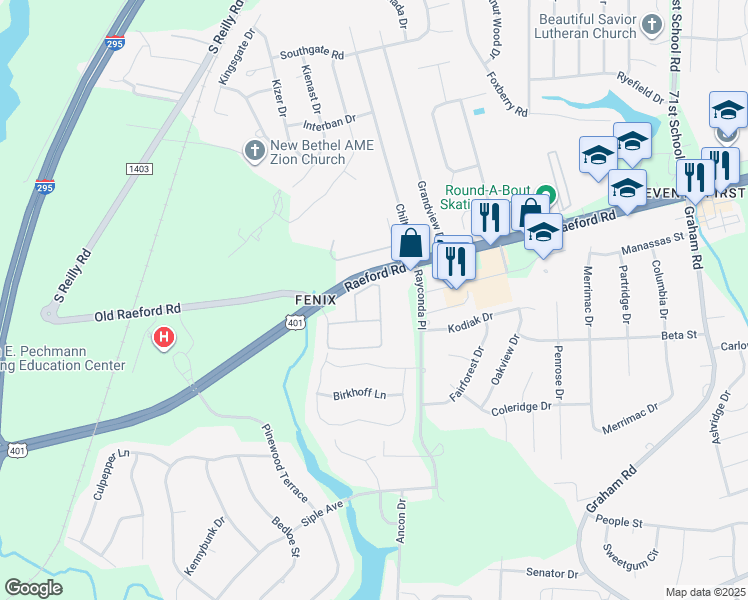 map of restaurants, bars, coffee shops, grocery stores, and more near 1926 Harcourt Circle in Fayetteville