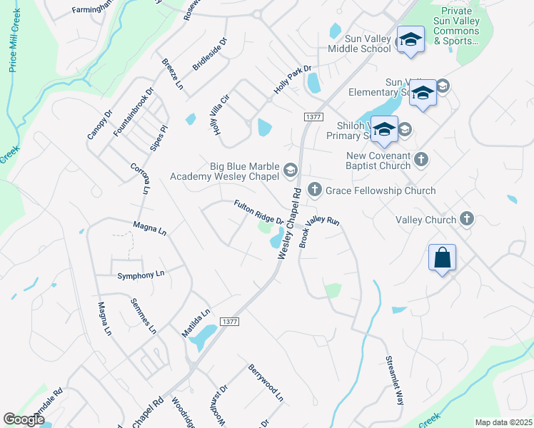 map of restaurants, bars, coffee shops, grocery stores, and more near 5410 Fulton Ridge Drive in Indian Trail