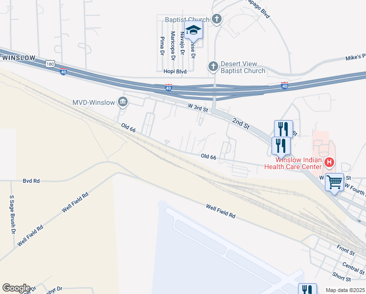 map of restaurants, bars, coffee shops, grocery stores, and more near 105 Kell Place in Winslow