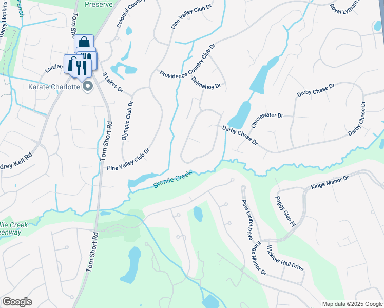 map of restaurants, bars, coffee shops, grocery stores, and more near 11836 James Richard Drive in Charlotte