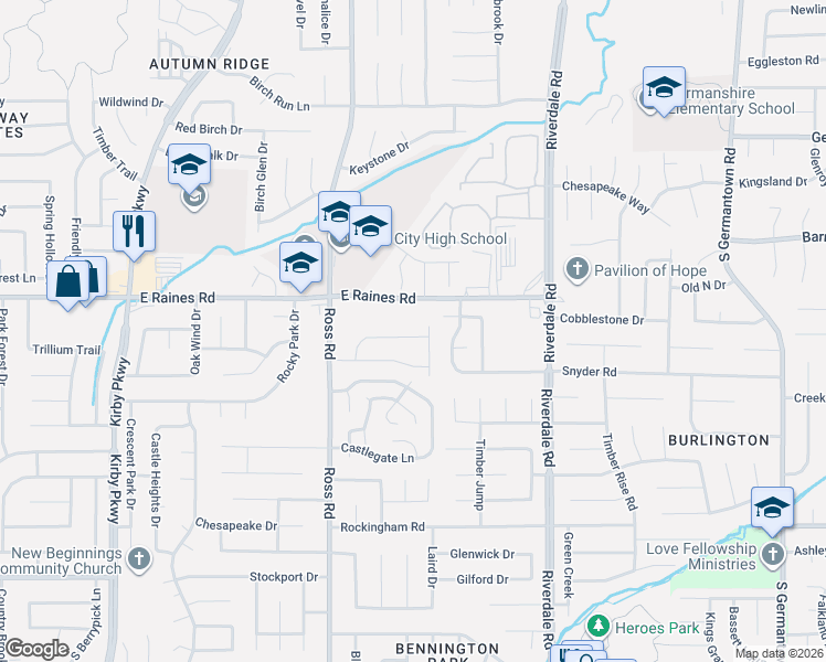 map of restaurants, bars, coffee shops, grocery stores, and more near 4119 Tunbridge Place in Memphis