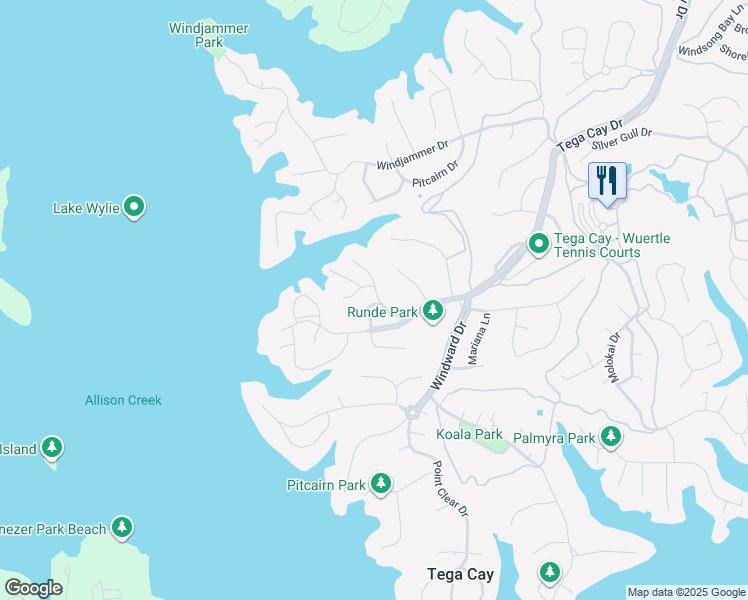 map of restaurants, bars, coffee shops, grocery stores, and more near 27084 Catamaran Drive in Fort Mill