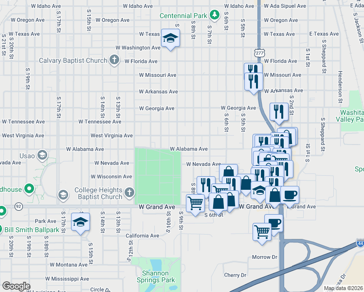 map of restaurants, bars, coffee shops, grocery stores, and more near 1627 S 9th St in Chickasha