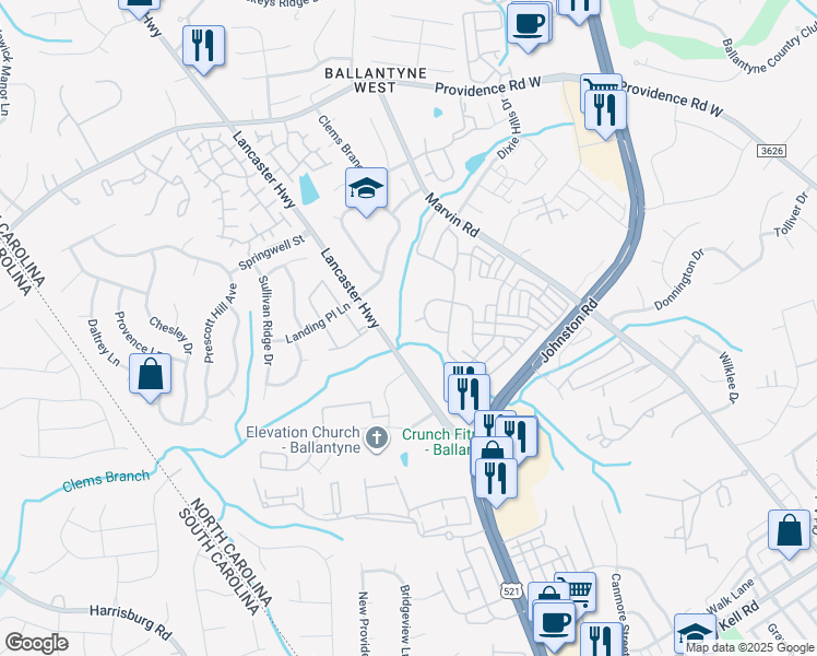 map of restaurants, bars, coffee shops, grocery stores, and more near 11918 Dupplin Castle Ct in Charlotte