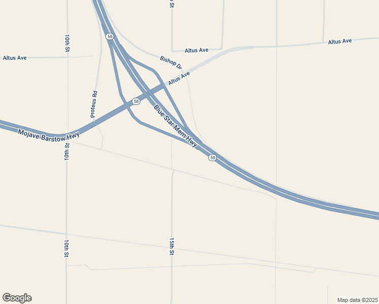 map of restaurants, bars, coffee shops, grocery stores, and more near East 58 Freeway in Mojave