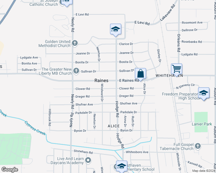 map of restaurants, bars, coffee shops, grocery stores, and more near 392 Clower Road in Memphis