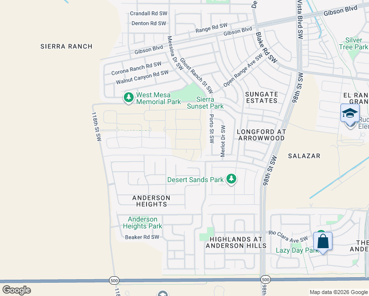 map of restaurants, bars, coffee shops, grocery stores, and more near 10643 Shard Road in Albuquerque