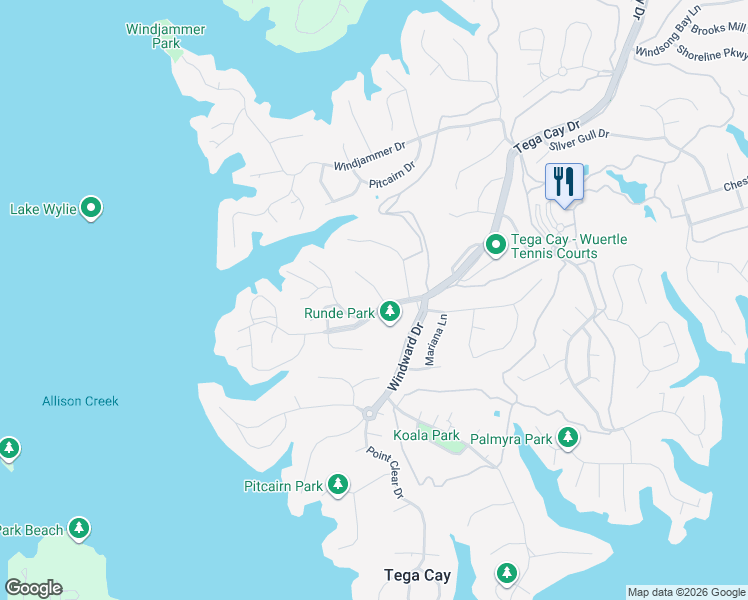 map of restaurants, bars, coffee shops, grocery stores, and more near 25082 Woodhaven Drive in Fort Mill