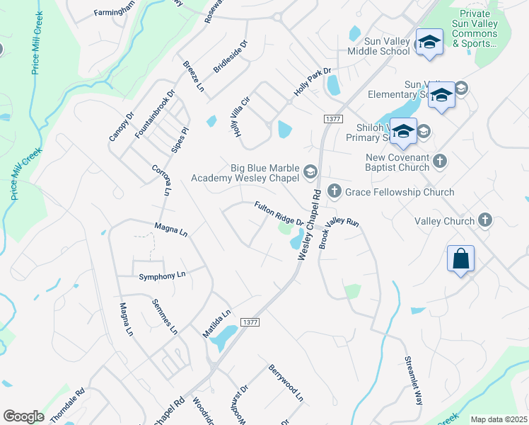 map of restaurants, bars, coffee shops, grocery stores, and more near 5501 Fulton Ridge Drive in Indian Trail