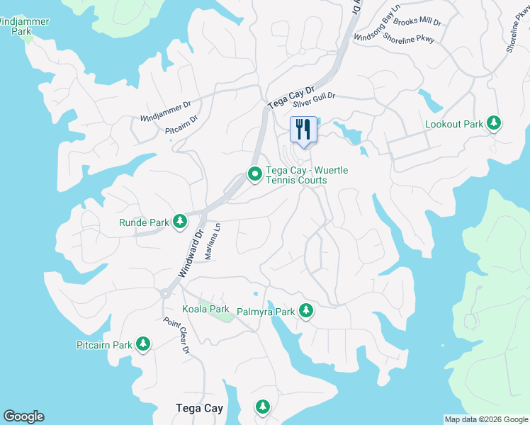 map of restaurants, bars, coffee shops, grocery stores, and more near 5013 Tara Tea Drive in Tega Cay