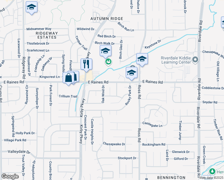 map of restaurants, bars, coffee shops, grocery stores, and more near 4196 Red Leaf Cove in Memphis