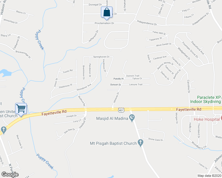 map of restaurants, bars, coffee shops, grocery stores, and more near 110 Cool Breeze Drive in Raeford