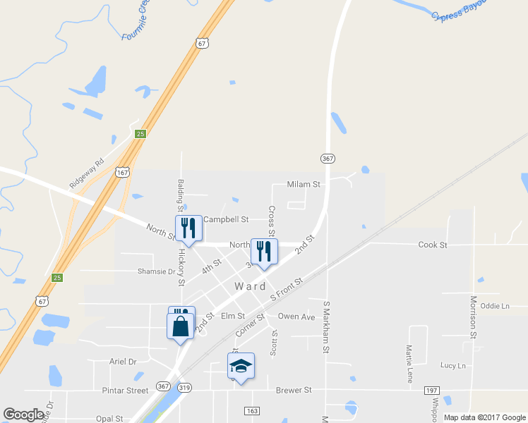 map of restaurants, bars, coffee shops, grocery stores, and more near 203 Cross Street in Ward