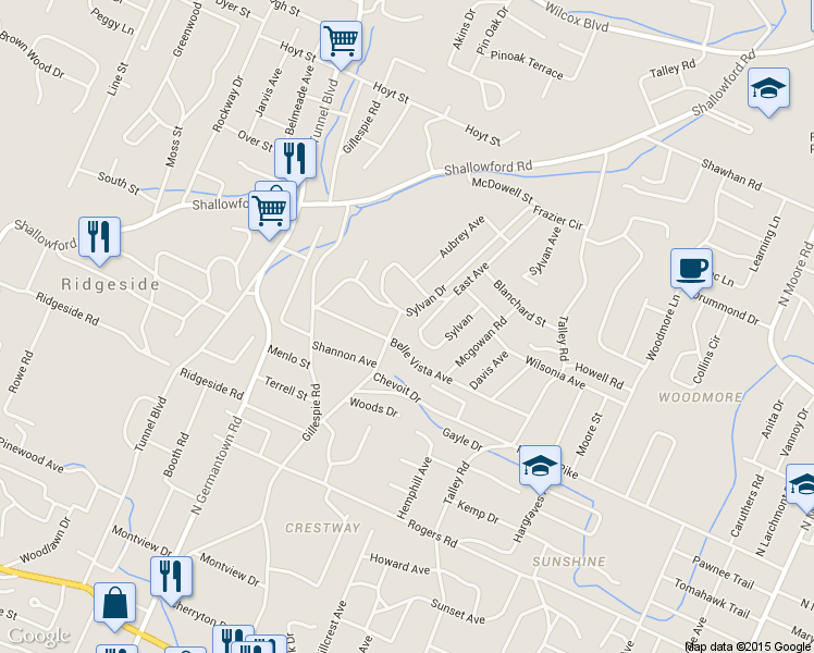 map of restaurants, bars, coffee shops, grocery stores, and more near 610 Phoenix Ave in Chattanooga