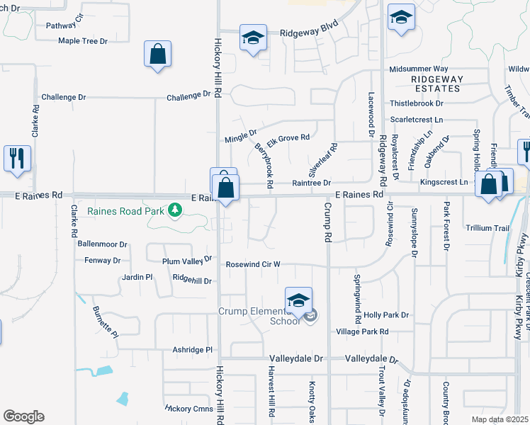 map of restaurants, bars, coffee shops, grocery stores, and more near 5987 Mapletree Cove in Memphis