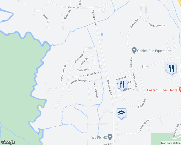 map of restaurants, bars, coffee shops, grocery stores, and more near 2926 Judge Manly Drive in New Bern