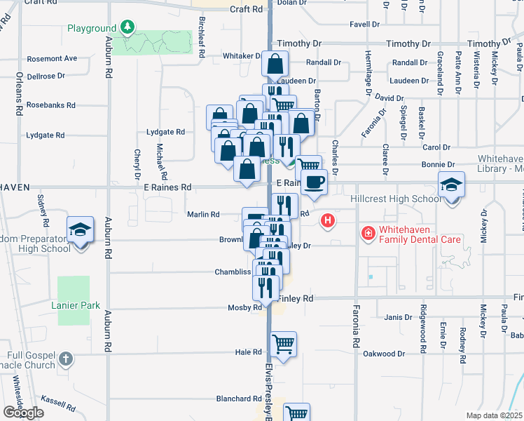 map of restaurants, bars, coffee shops, grocery stores, and more near 4191 Tennessee 3 in Fisherville