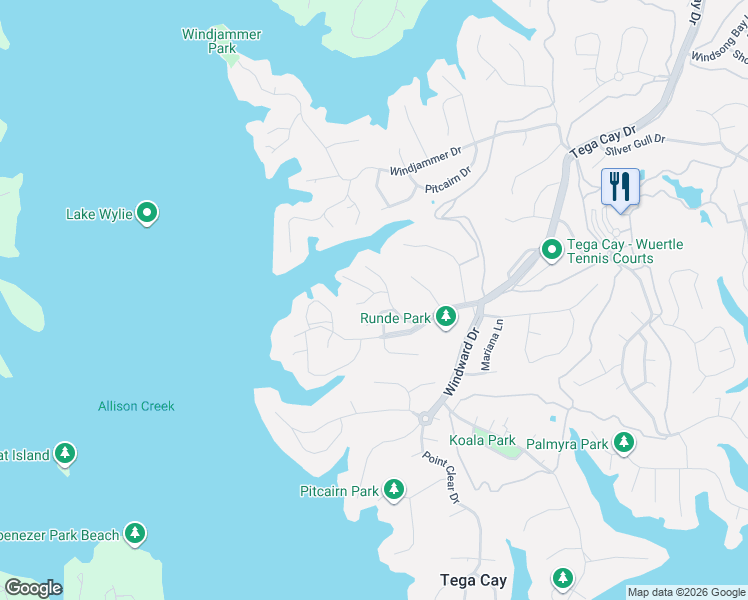 map of restaurants, bars, coffee shops, grocery stores, and more near 27084 Catamaran Drive in Fort Mill
