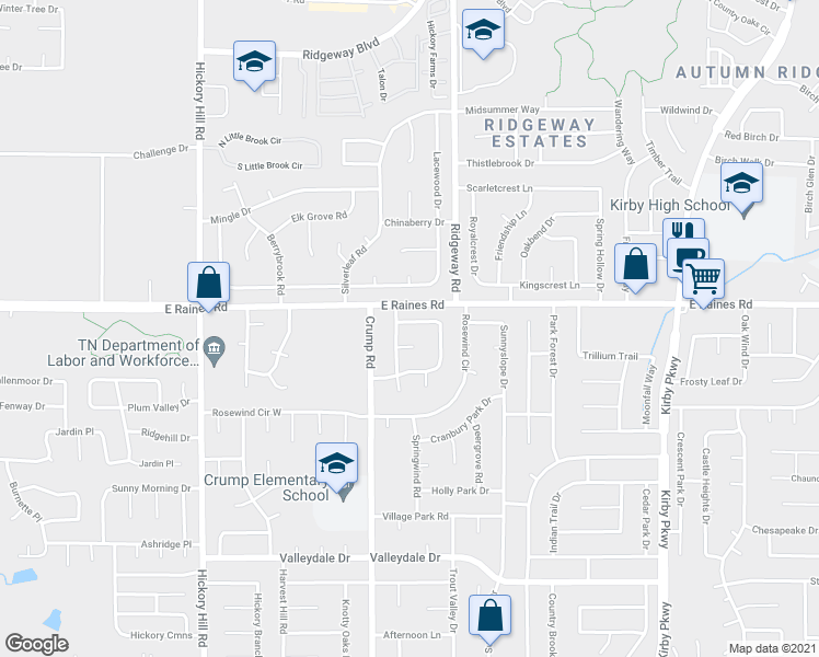 map of restaurants, bars, coffee shops, grocery stores, and more near 4175 Runningbrook Circle in Memphis