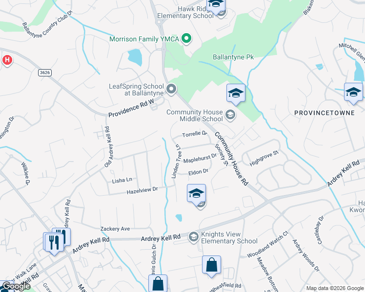 map of restaurants, bars, coffee shops, grocery stores, and more near in Charlotte