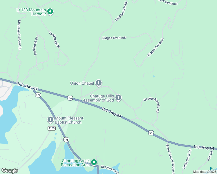 map of restaurants, bars, coffee shops, grocery stores, and more near 257 Burnt School House Road in Hayesville