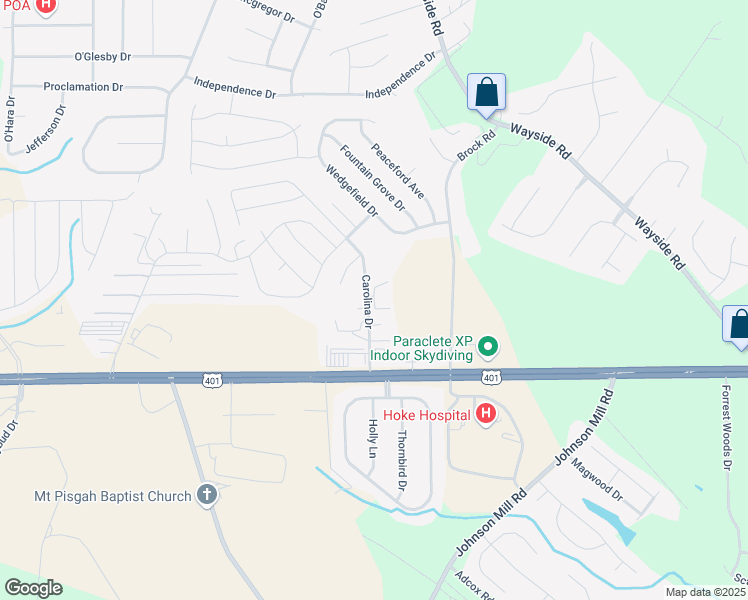 map of restaurants, bars, coffee shops, grocery stores, and more near 1204 Checker Drive in Raeford