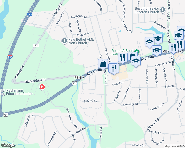 map of restaurants, bars, coffee shops, grocery stores, and more near 1912 Harcourt Circle in Fayetteville