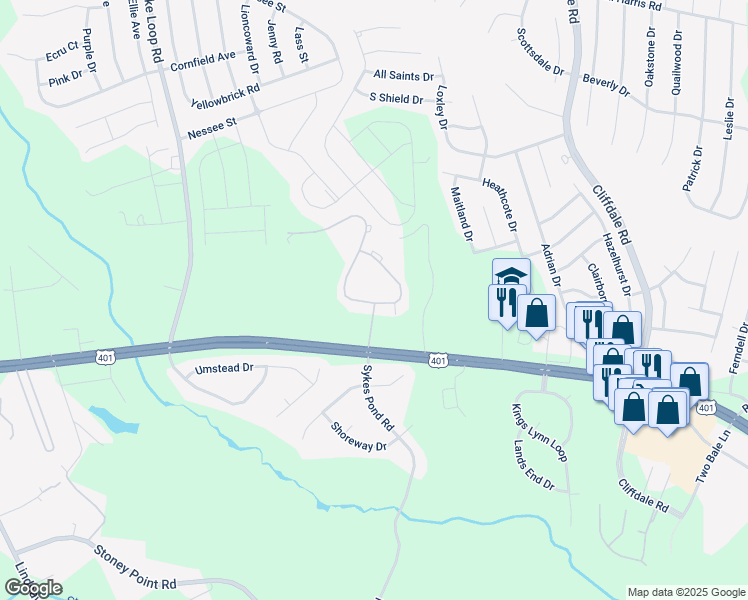 map of restaurants, bars, coffee shops, grocery stores, and more near Fountain Grove Loop in Fayetteville