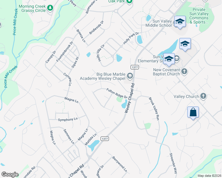 map of restaurants, bars, coffee shops, grocery stores, and more near 5501 Fulton Ridge Drive in Indian Trail